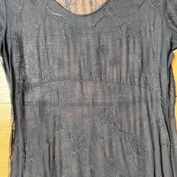 VTG Alexander Brown Los Angeles Maxi Dress SZ 1 Embroidered Sheer Witchy Fairy - Picture 7 of 10